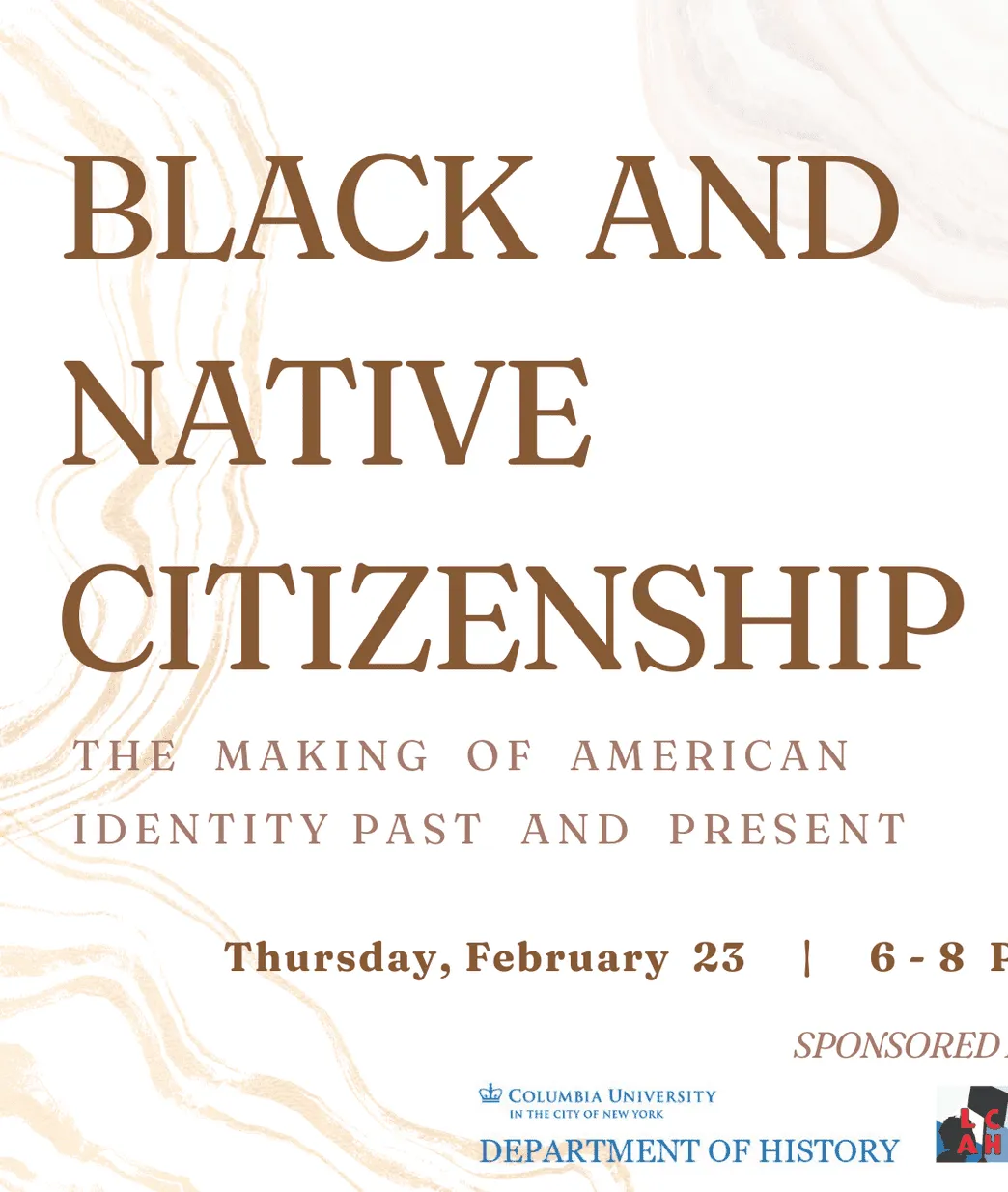 Event poster for book talk called "Black and Native Citizenship" featuring Caleb Gayle (Northeastern University) and Elizabeth Ellis (Princeton University)