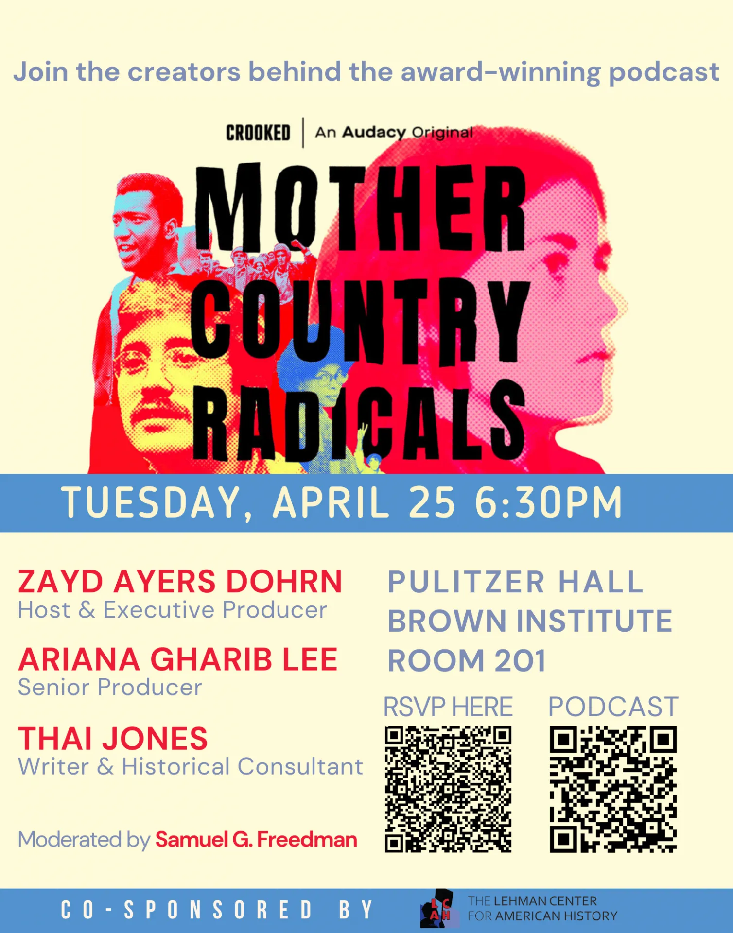 Event poster for talk called on the award-winning "Mother Country Radicals" 