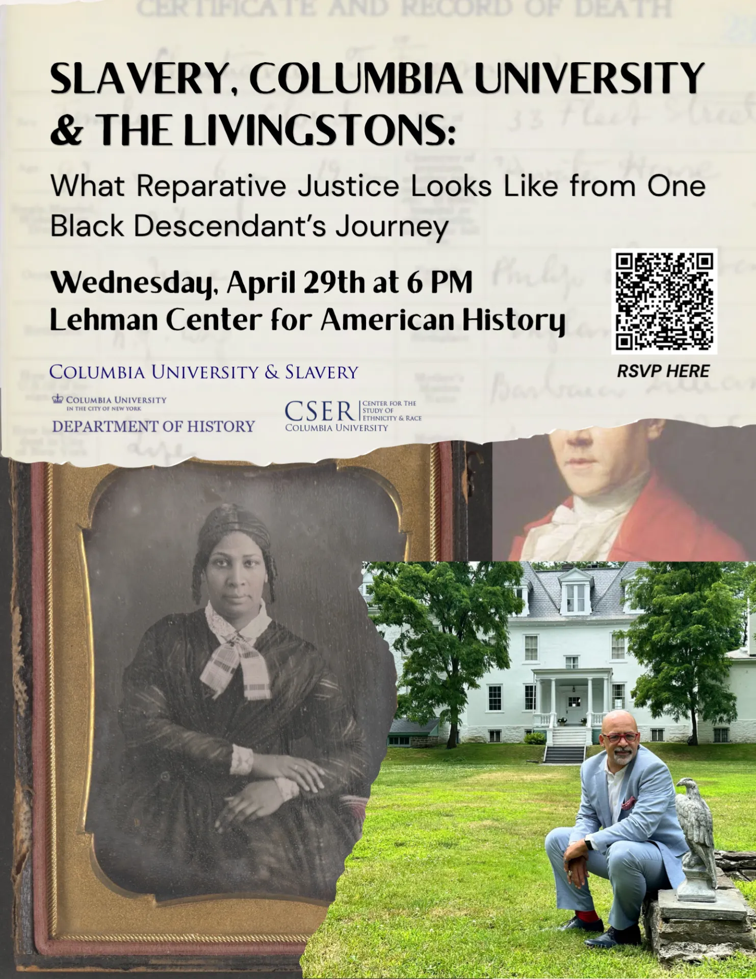 Flyer for Slavery, Columbia University & The Livingstons Event
